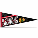 Blackhawks : 6 Time Stanley Cup Champs  Soft Felt Carded Pennant (12X30)