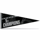 Spurs : 5 Time Nba Champs Soft Felt Carded Pennant (12X30)