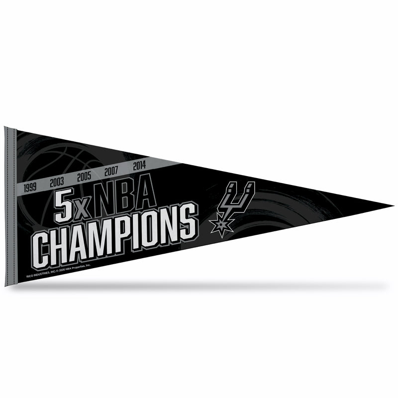 Spurs : 5 Time Nba Champs Soft Felt Carded Pennant (12X30)