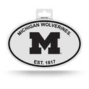 Michigan Black And White Oval Sticker