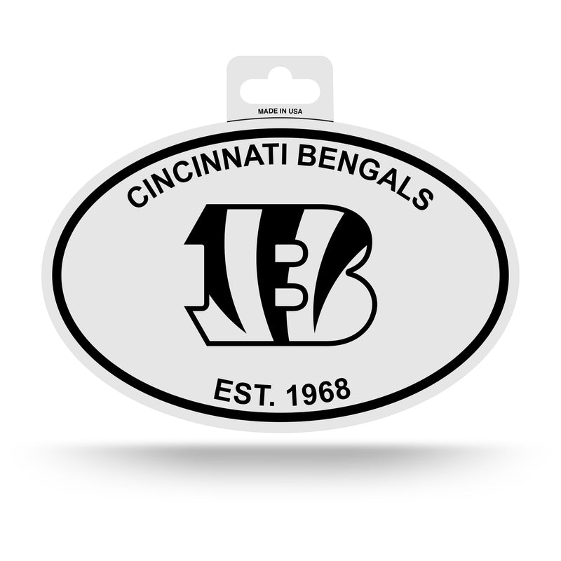 Bengals Black And White Oval Sticker