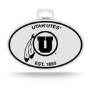 Utah University Black And White Oval Sticker