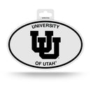 Utah University Black And White Oval Sticker - Vault Interlocking U