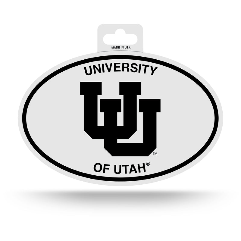 Utah University Black And White Oval Sticker - Vault Interlocking U