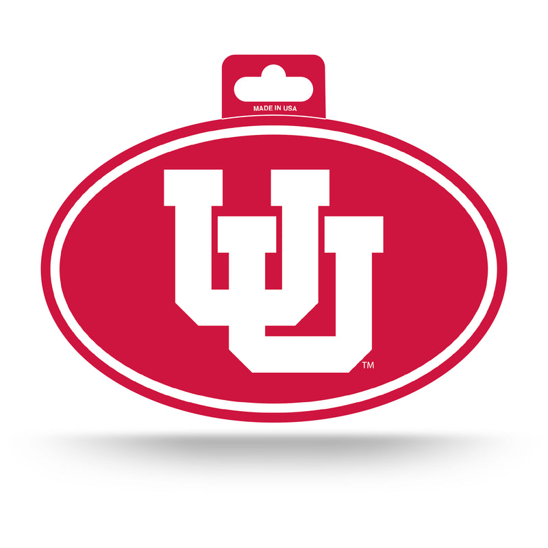 Utah University Full Color Oval Sticker - Interlocking U