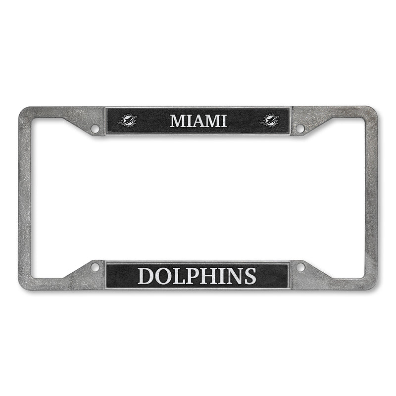 Miami Dolphins 4-Corner Pewter Style License Plate Frame