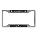 Clemson Tigers Dad 4-Corner Pewter Style License Plate Frame