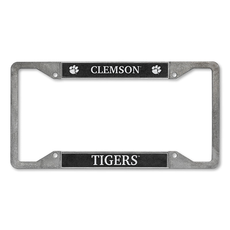 Clemson Tigers 4-Corner Pewter Style License Plate Frame