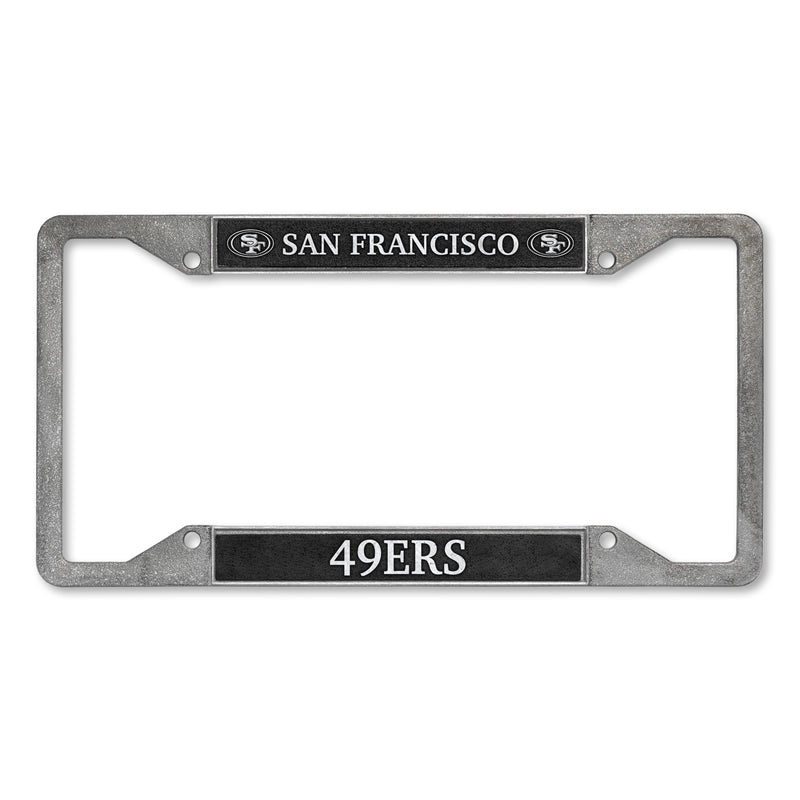 San Francisco 49ers 4-Corner Pewter Style License Plate Frame