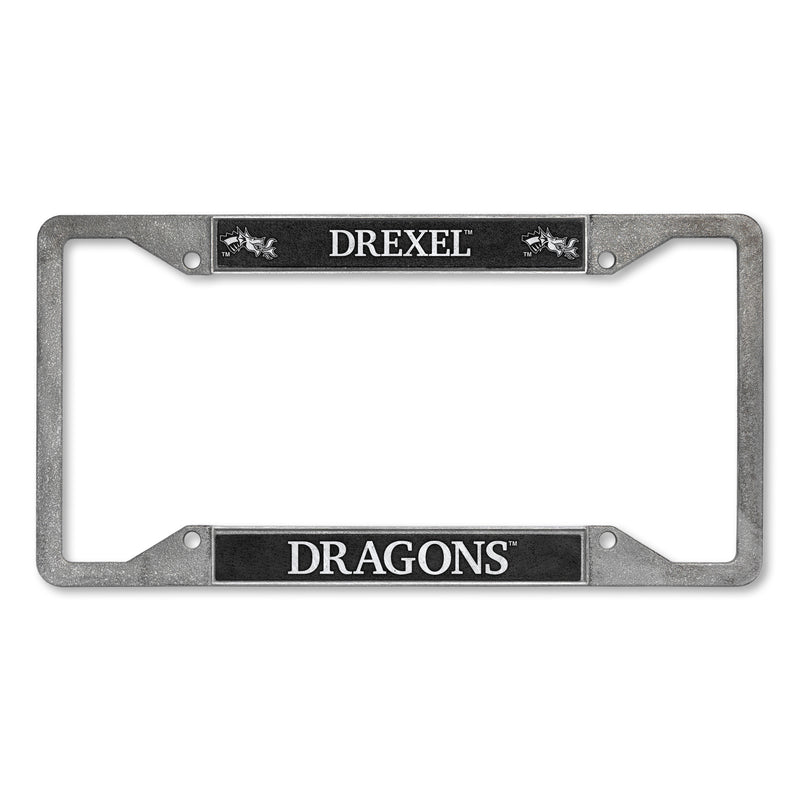 Drexel Dragons 4-Corner Pewter Style License Plate Frame
