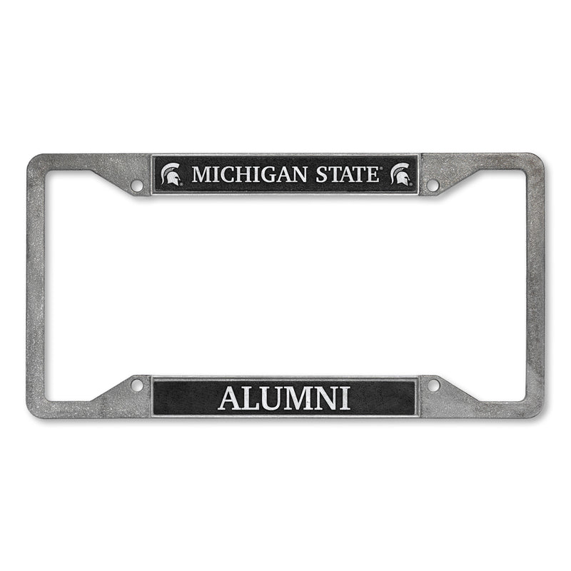 Michigan State Spartans Alumni 4-Corner Pewter Style License Plate Frame