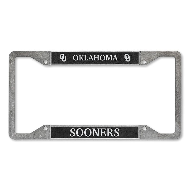 Oklahoma Sooners 4-Corner Pewter Style License Plate Frame