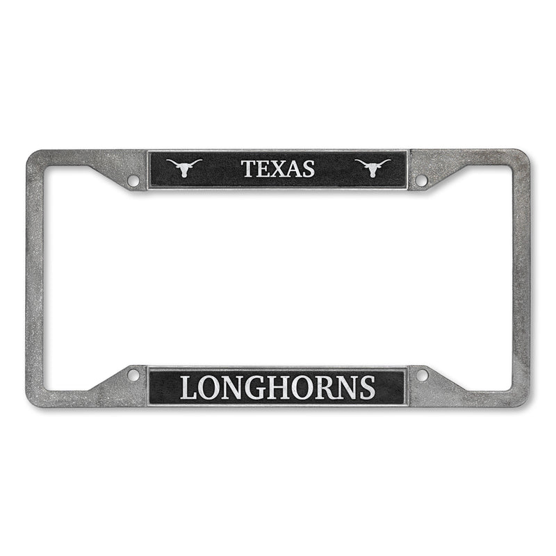 Texas Longhorns 4-Corner Pewter Style License Plate Frame