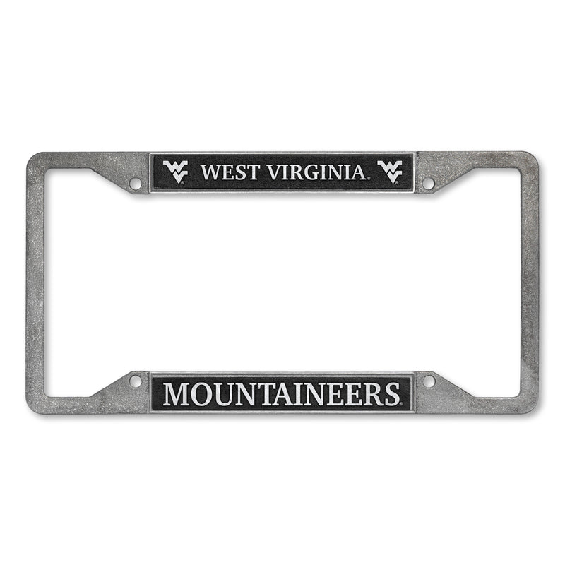 West Virginia Mountaineers 4-Corner Pewter Style License Plate Frame
