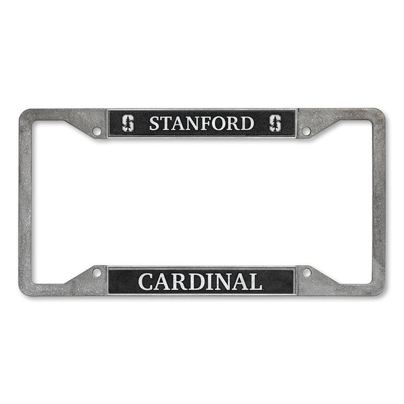 Stanford Cardinal 4-Corner Pewter Style License Plate Frame