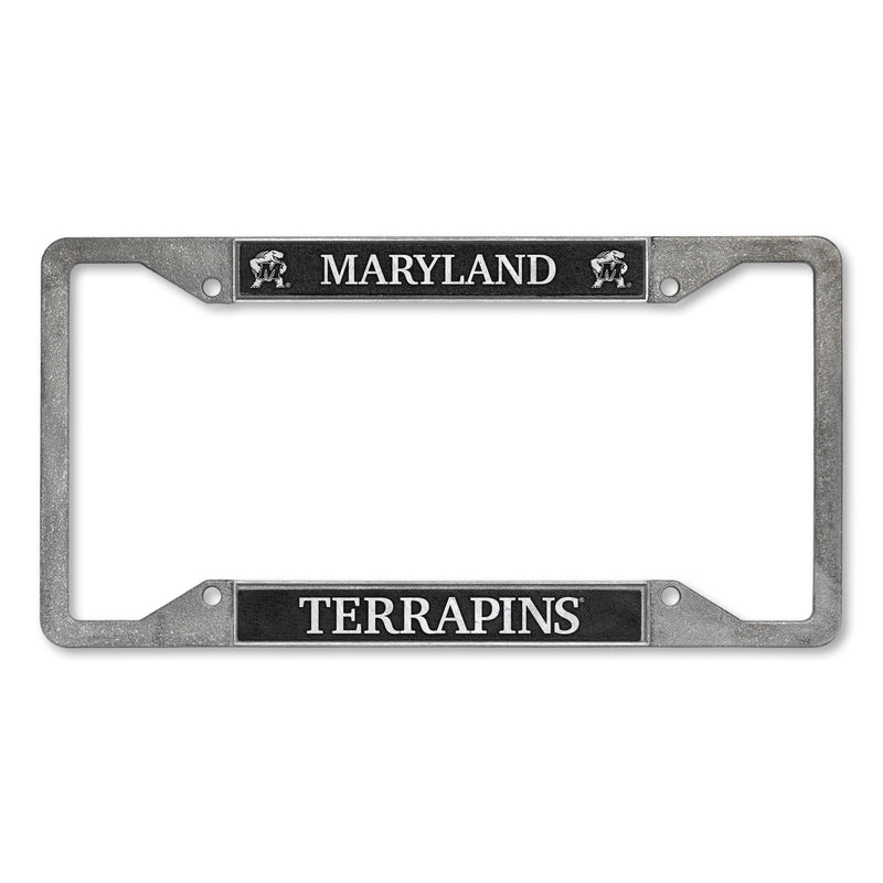 Maryland Terrapins 4-Corner Pewter Style License Plate Frame