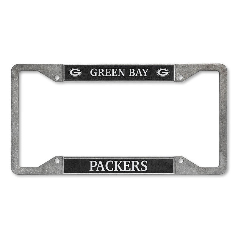 Green Bay Packers 4-Corner Pewter Style License Plate Frame
