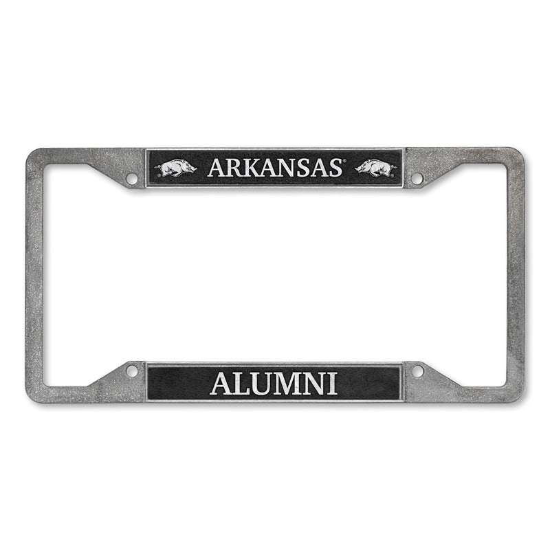 Arkansas Razorbacks Alumni 4-Corner Pewter Style License Plate Frame