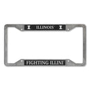 Illinois Fighting Illini 4-Corner Pewter Style License Plate Frame