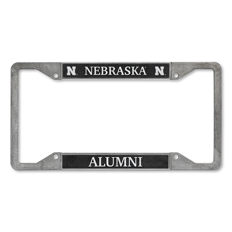 Nebraska Cornhuskers Alumni 4-Corner Pewter Style License Plate Frame