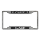 Wisconsin Badgers 4-Corner Pewter Style License Plate Frame