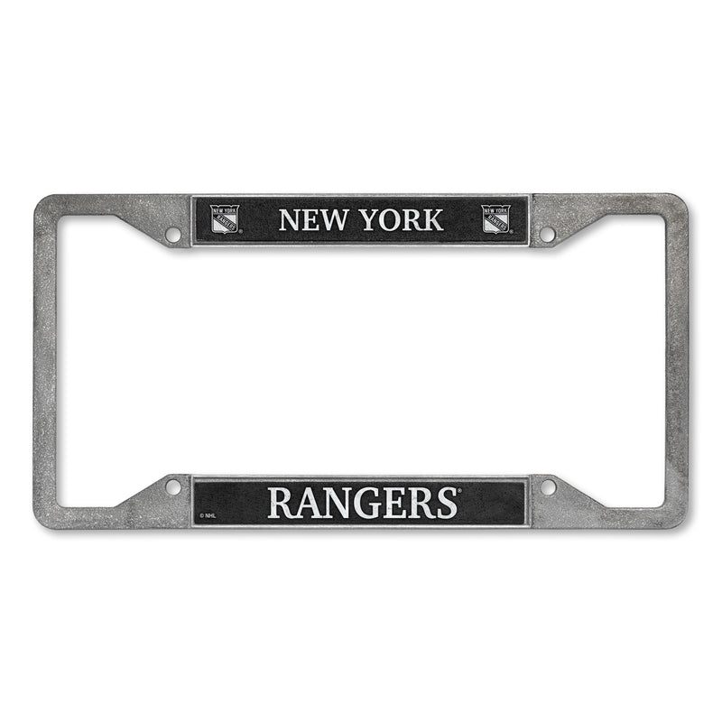New York Rangers 4-Corner Pewter Style License Plate Frame
