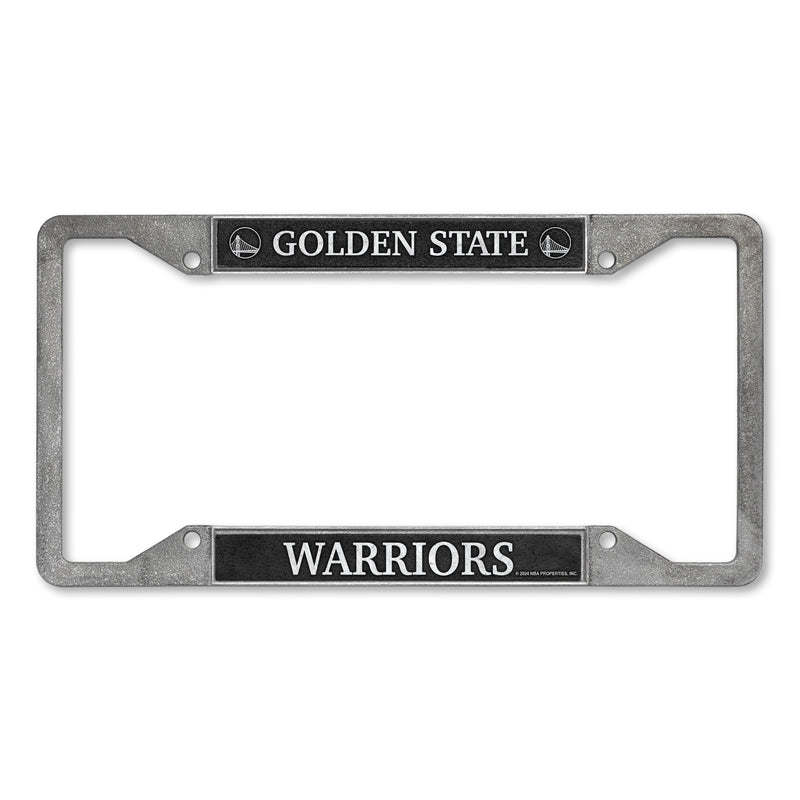 Golden State Warriors 4-Corner Pewter Style License Plate Frame
