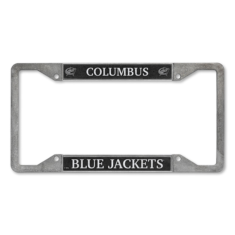 Columbus Blue Jackets 4-Corner Pewter Style License Plate Frame