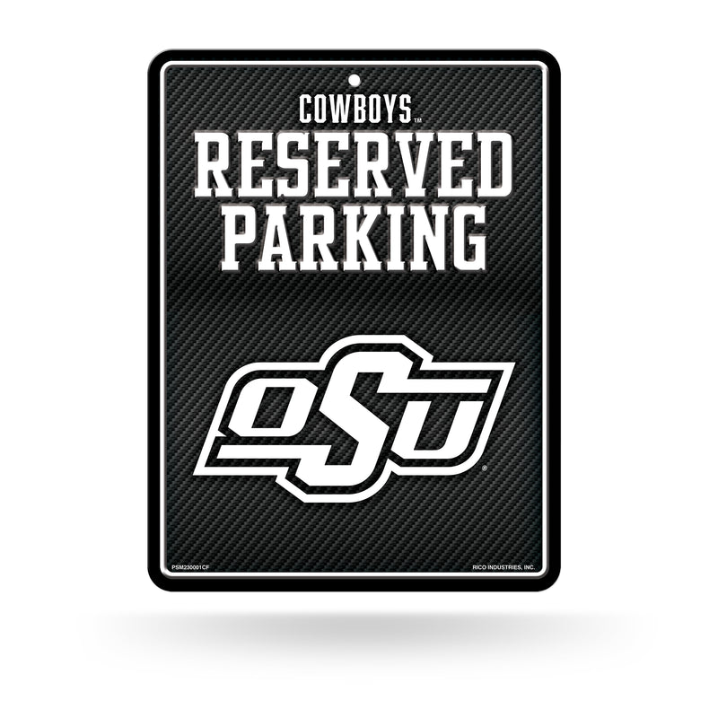 Oklahoma State - Carbon Fiber Design - Metal Parking Sign