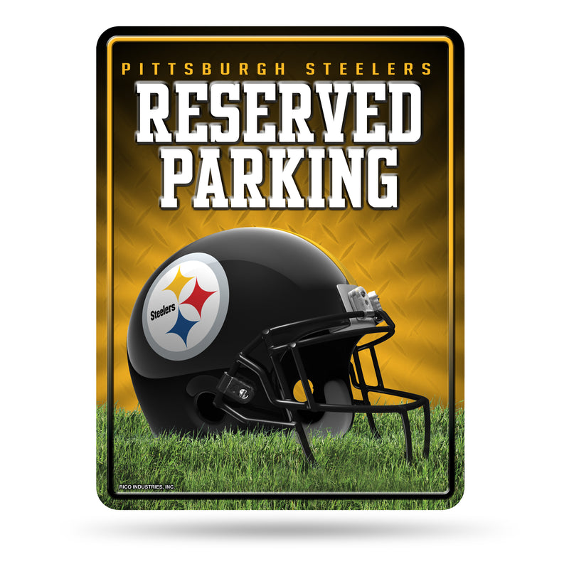 NFL Pittsburgh Steelers 8.5" x 11" Metal Parking Sign - Great for Man Cave, Bed Room, Office, Home Décor By Rico Industries
