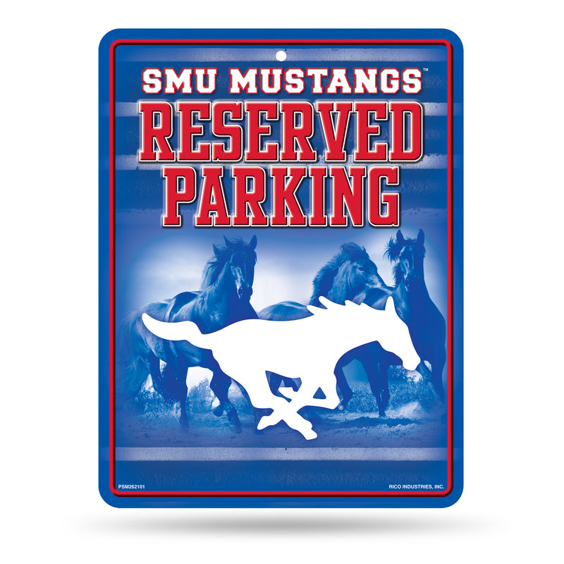 NCAA Southern Methodist Mustangs 8.5" x 11" Metal Parking Sign - Great for Man Cave, Bed Room, Office, Home Décor By Rico Industries