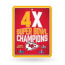 Kansas City Chiefs 4 Time Super Bowl Champions Metal Parking Sign