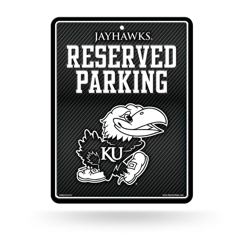 Kansas University - Carbon Fiber Design - Metal Parking Sign