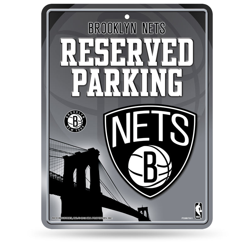 NBA Brooklyn Nets 8.5" x 11" Metal Parking Sign - Great for Man Cave, Bed Room, Office, Home Décor By Rico Industries