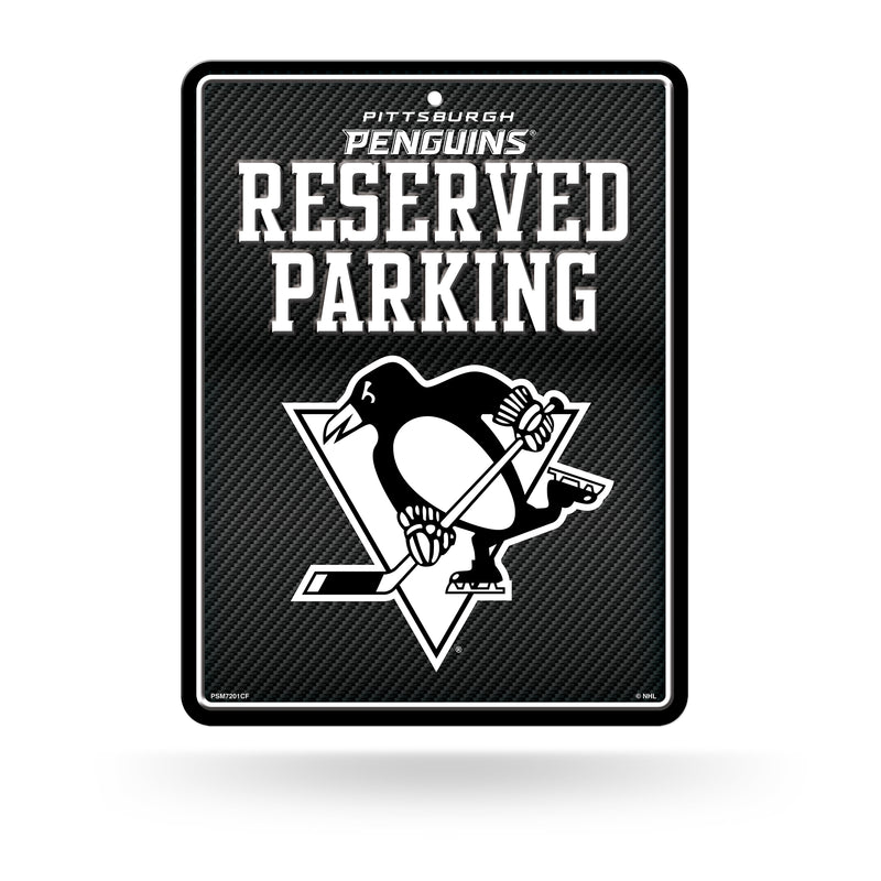 Penguins - Carbon Fiber Design - Metal Parking Sign