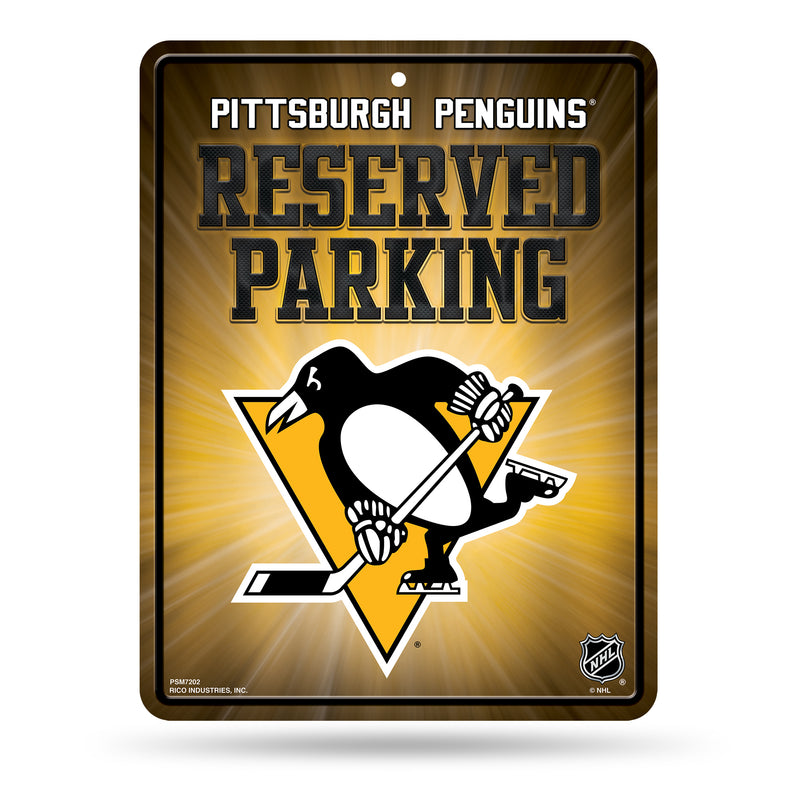 NHL Pittsburgh Penguins 8.5" x 11" Metal Parking Sign - Great for Man Cave, Bed Room, Office, Home Décor By Rico Industries