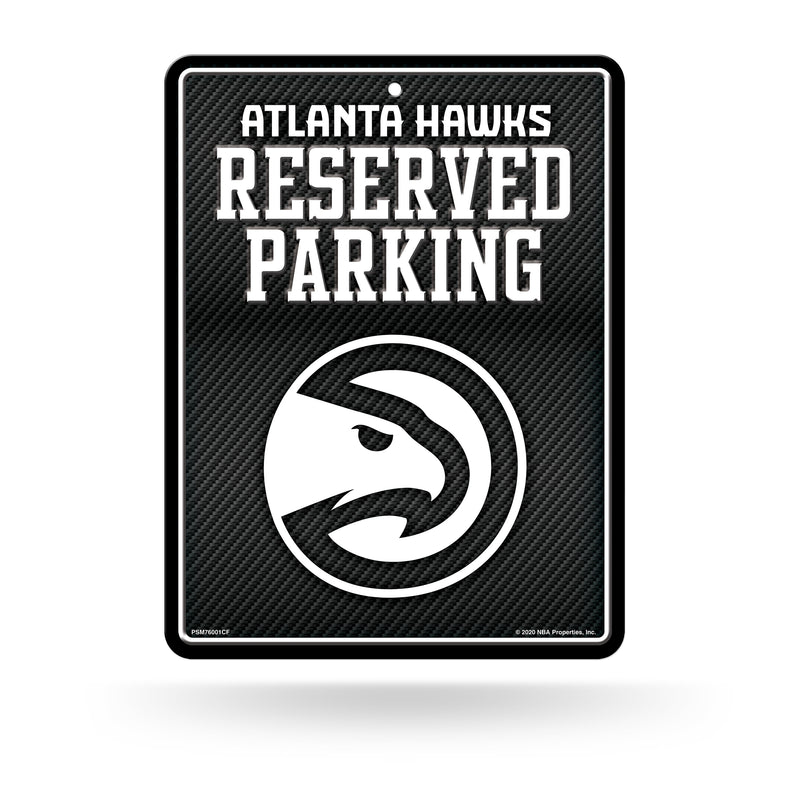 Hawks - Atl - Carbon Fiber Design - Metal Parking Sign