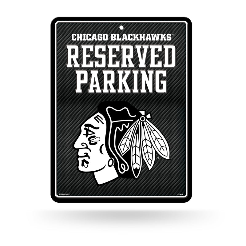 Blackhawks - Carbon Fiber Design - Metal Parking Sign