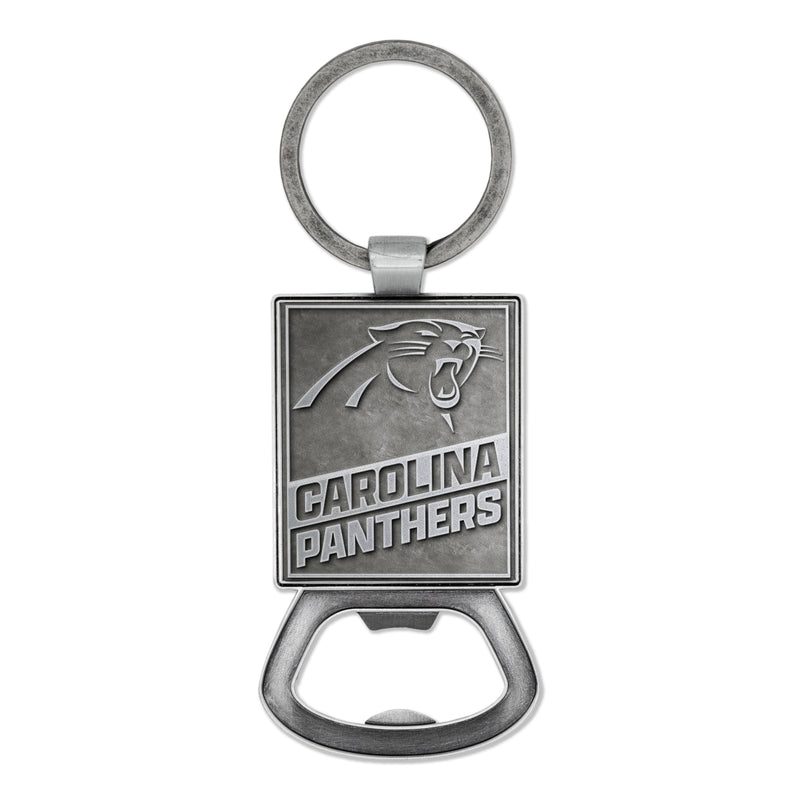 Carolina Panthers Double Sided Pewter Style Metal Bottle Opener Keychain