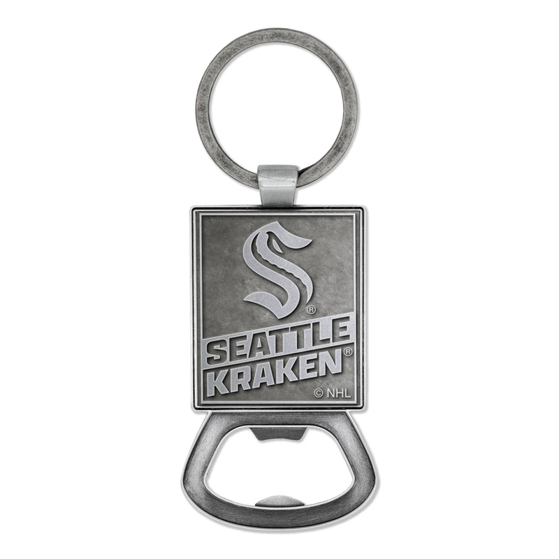 Seattle Kraken Double Sided Pewter Style Metal Bottle Opener Keychain