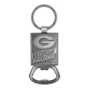 Georgia Bulldogs Double Sided Pewter Style Metal Bottle Opener Keychain