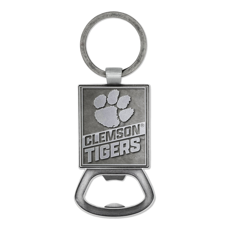 Clemson Tigers Double Sided Pewter Style Metal Bottle Opener Keychain
