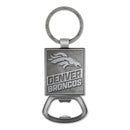 Denver Broncos Double Sided Pewter Style Metal Bottle Opener Keychain