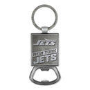 New York Jets Double Sided Pewter Style Metal Bottle Opener Keychain