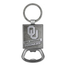 Oklahoma Sooners Double Sided Pewter Style Metal Bottle Opener Keychain