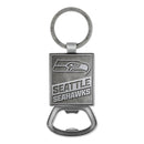 Seattle Seahawks Double Sided Pewter Style Metal Bottle Opener Keychain