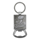 Kansas Jayhawks Double Sided Pewter Style Metal Bottle Opener Keychain