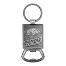 Arkansas Razorbacks Double Sided Pewter Style Metal Bottle Opener Keychain