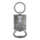 Illinois Fighting Illini Double Sided Pewter Style Metal Bottle Opener Keychain