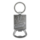 Wisconsin Badgers Double Sided Pewter Style Metal Bottle Opener Keychain